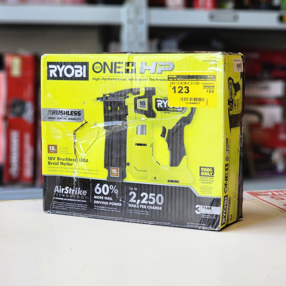 ONE + HP 18V 18-gauge Brushless Cordless Airstrike Brad Nailer ONE + HP 18V 18-gauge Brushless Cordless Airstrike Brad Nailer